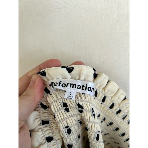 Reformation Zaria Portofino White & Black Polka Dot Mini Dress - Picture 4 of 6